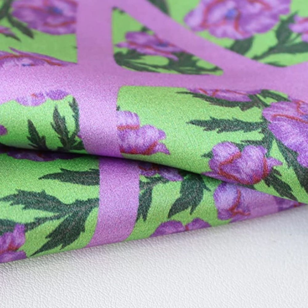Purple Flower Mulberry Silk Neck Scarf - Picture 3 of 4